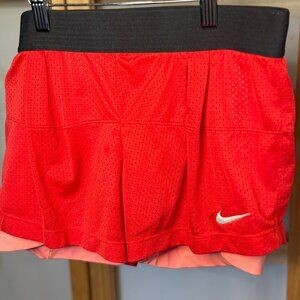 Nike Dri-FIT Red Mesh Running Shorts with Inner Liner - Size M